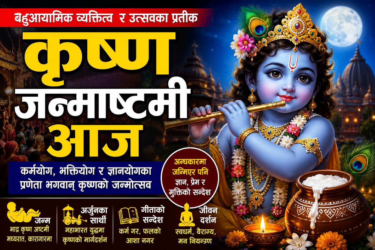 ‎कृष्ण जन्माष्टमी आज : भगवान् कृष्णको जन्मोत्सव मनाइँदै